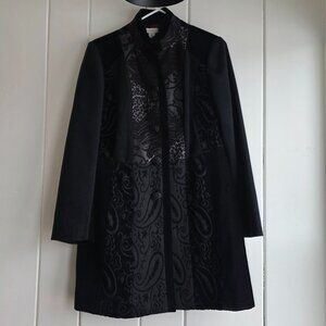 Chico's Women Long Black Dressy Patch Coat size 0